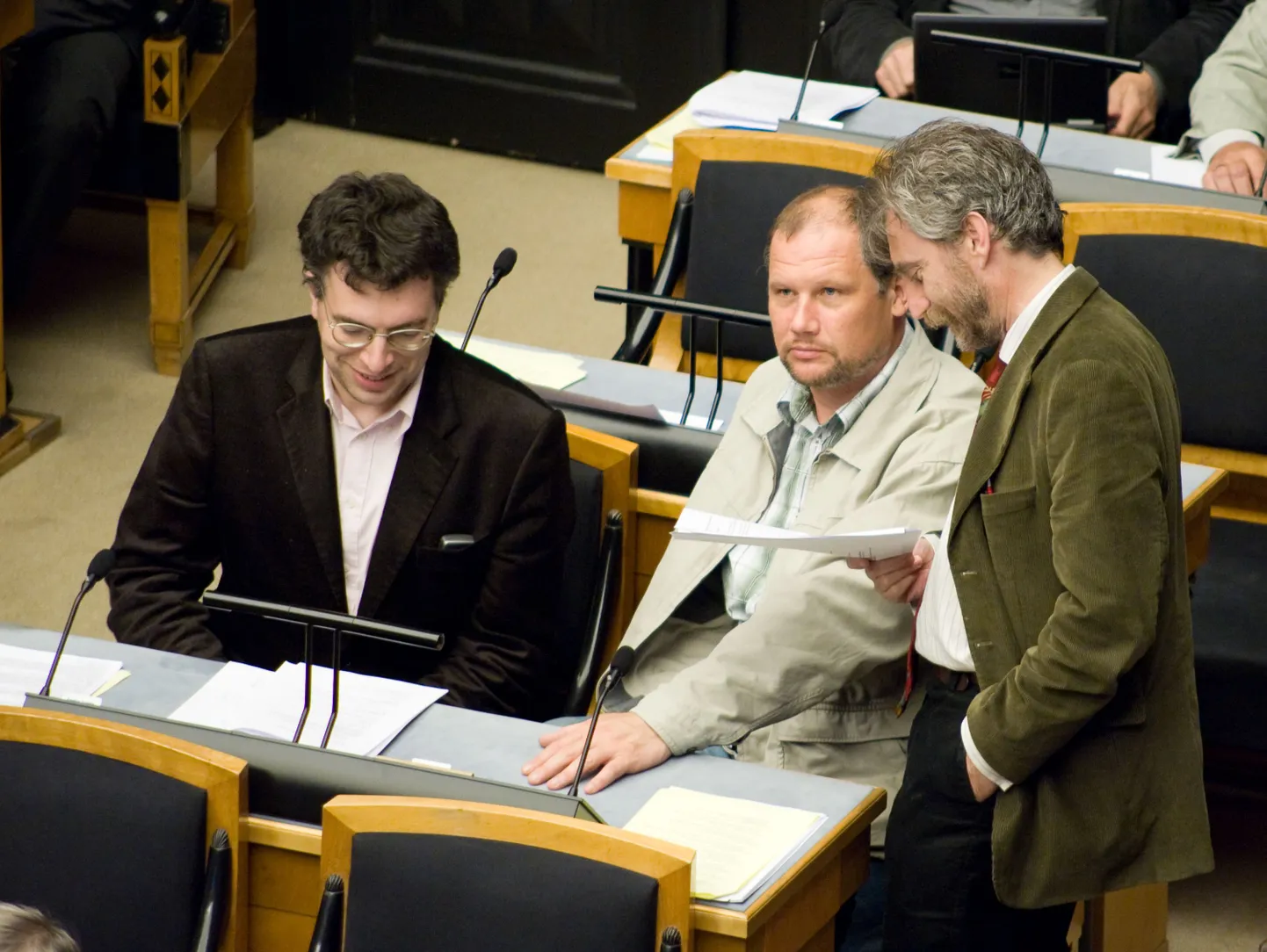 Roheliste parlamendisaadikud Toomas Trapido, Mart Jüssi ja Aleksei Lotman.