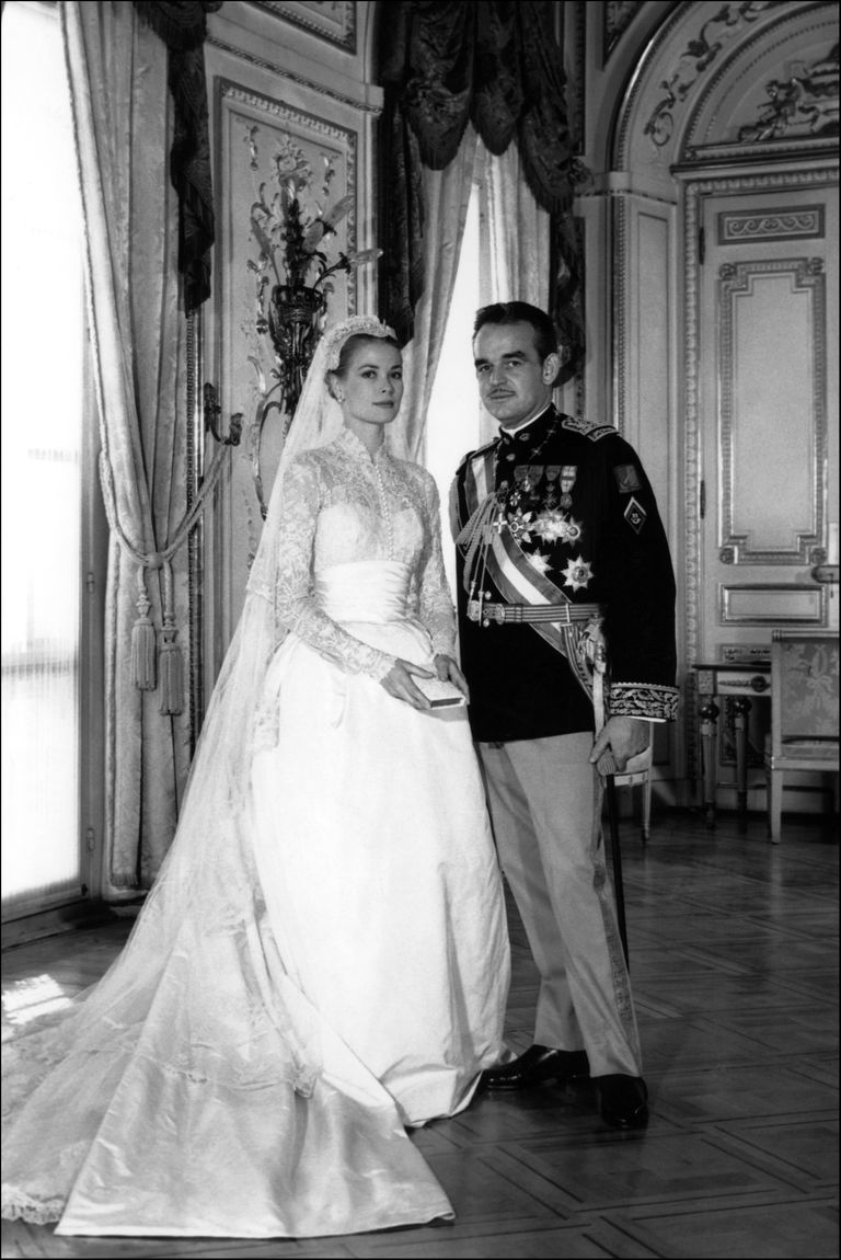 Monaco vürstinna Grace ja vürst Rainier III oma pulmapäeval