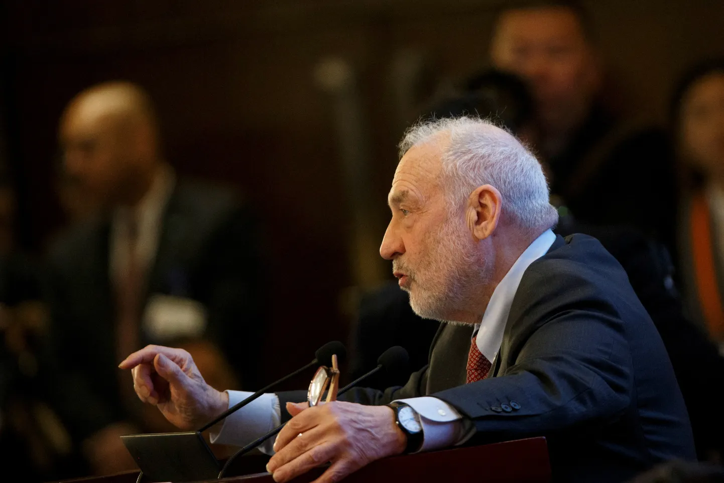 ARHIIVIFOTO: Columbia ülikooli professor Joseph Stiglitz esinemas Hiina arengufoorumil Pekingis, Hiinas, 24. märtsil 2019