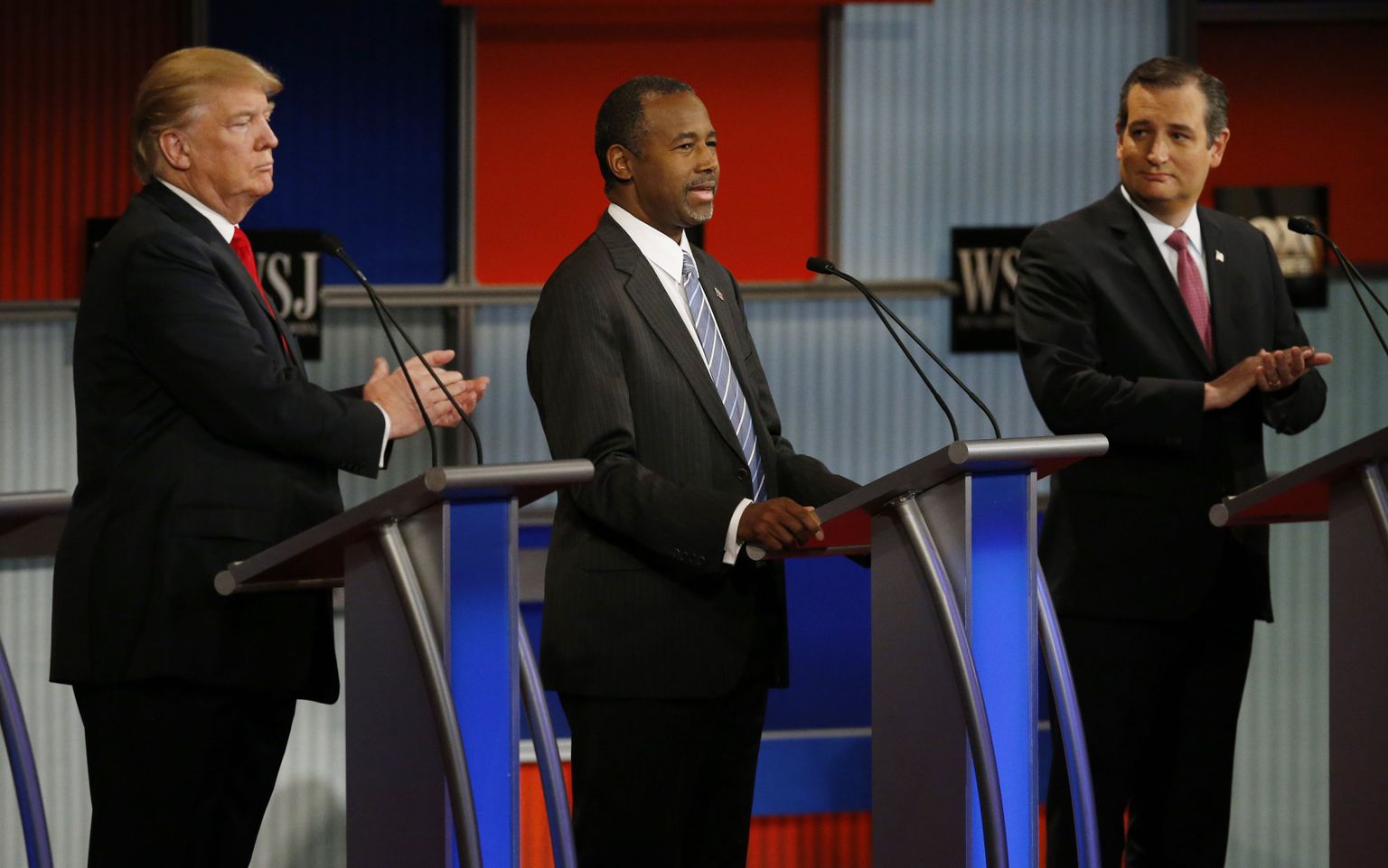 USA vabariiklaste presidendikandidaadid - Donald Trump (vasakul),Ted Cruz (paremal)ja Ben Carson (keskel)