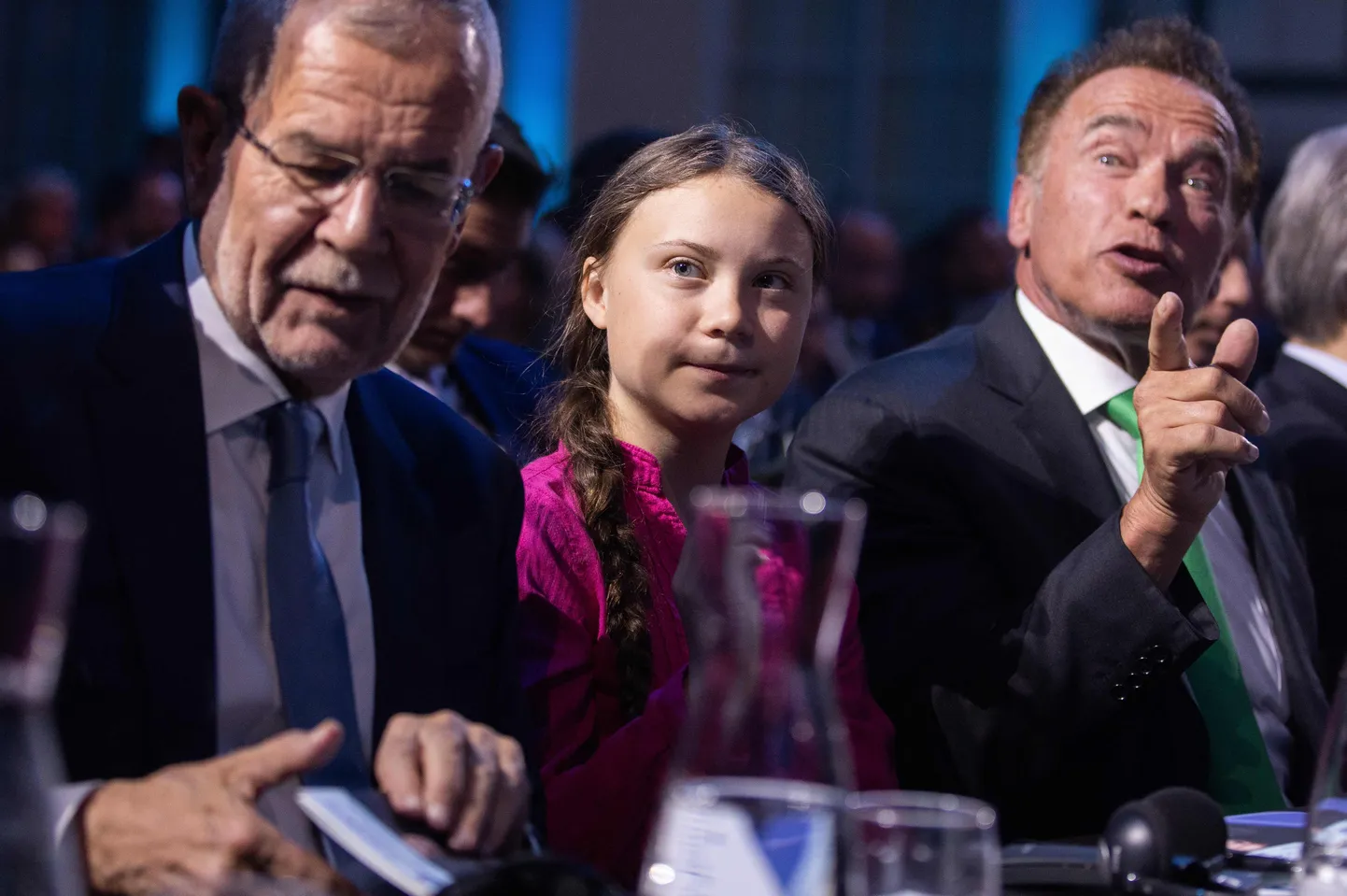 Austria president Alexander Van der Bellen, Rootsi kliimaaktivist Greta Thunberg ning Austria päritolu USA filmitäht, poliitik ja aktivist Arnold Schwarzenegger.