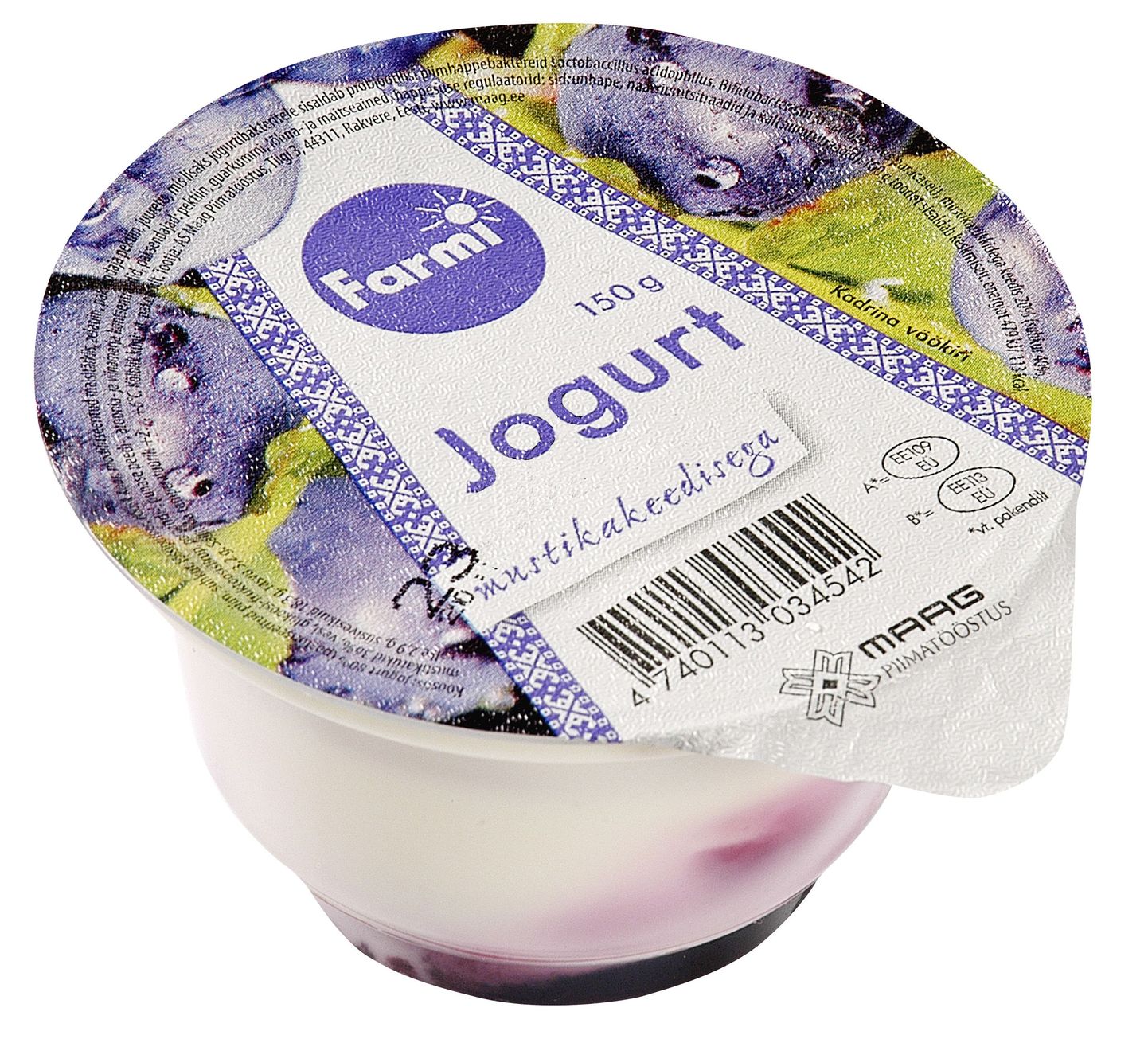 Farmi uus jogurt mustikakeedisega.