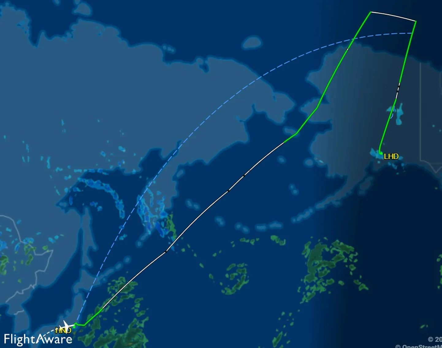 Air France lend pöördus Põhja-Jäämere kohalt Alaska suunas, et haige reisija arstide hoolde anda.
