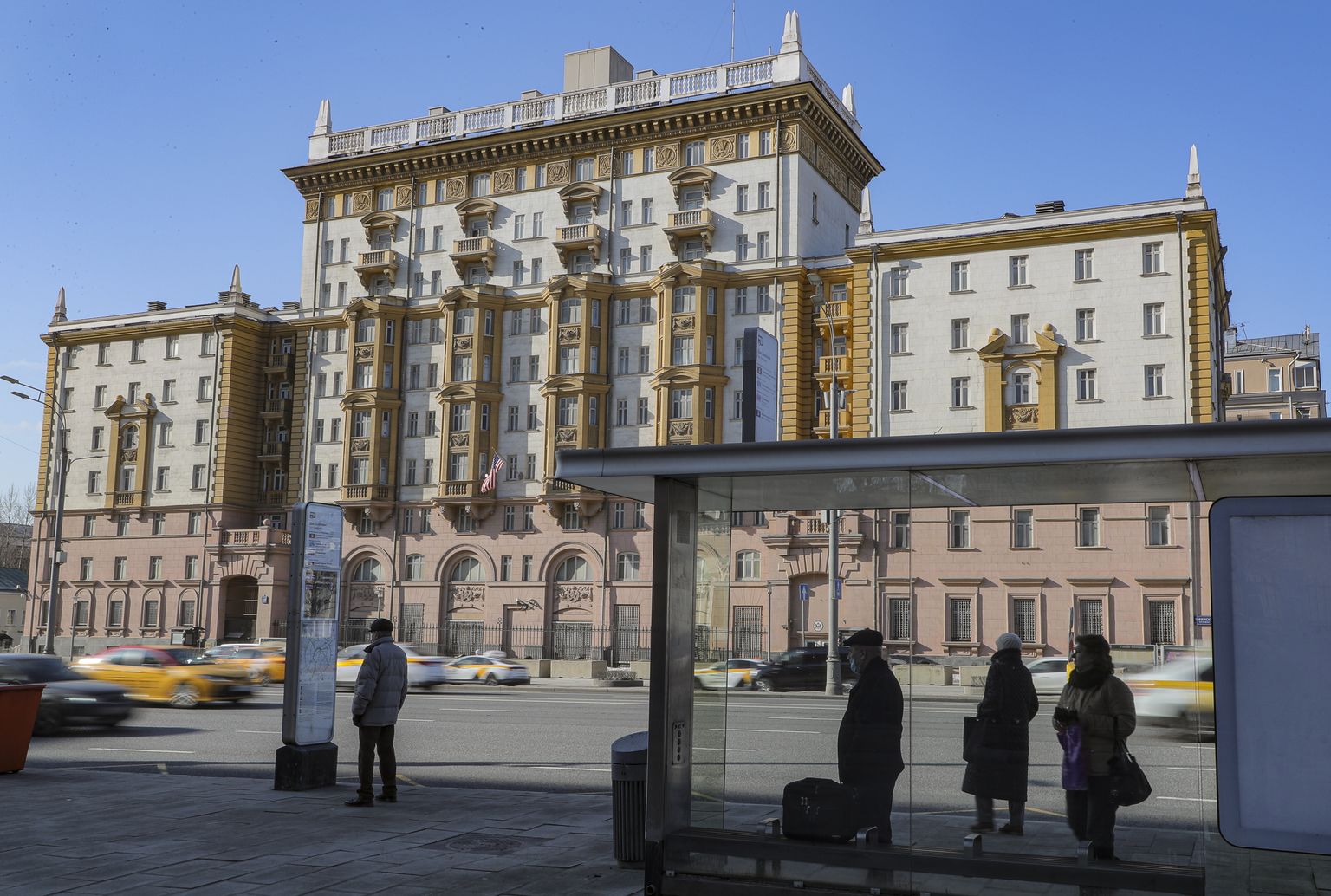 USA saatkond Venemaa pealinnas Moskvas. Foto on tehtud veebruaris 2022