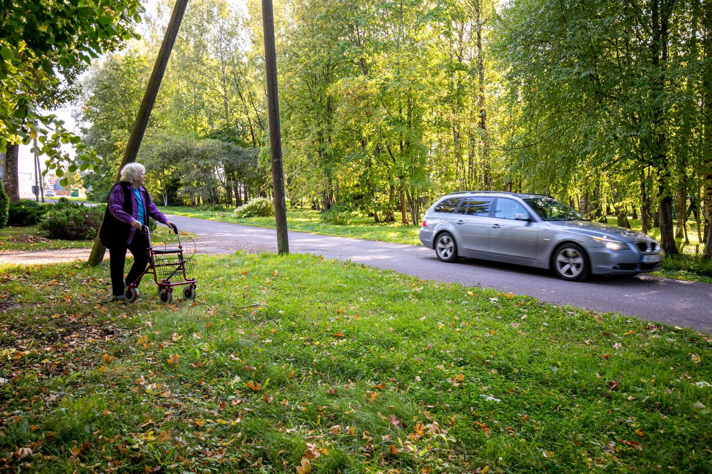 Pärnakas Naali-Marie Liivrand näitab oma aia taha jäävat linnamaad, mida ta linna heakorraeeskirja järgi korras hoidma peab.