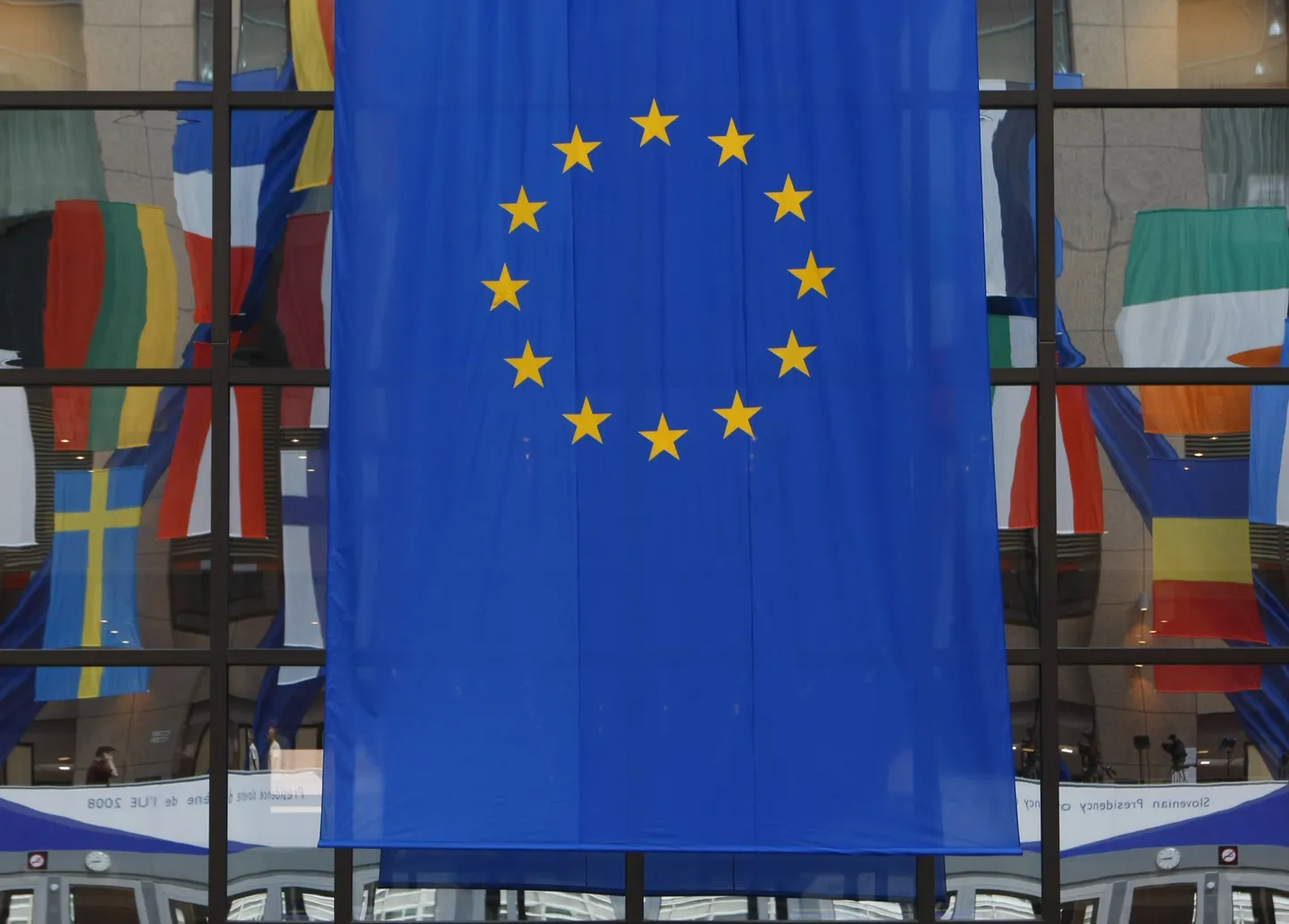 Euroopa Liidu lipp Brüsseli eurokvartalis.