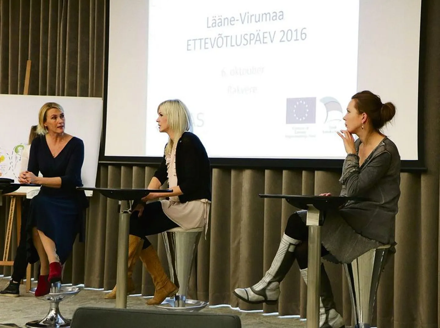 Anneli Prodel, Eleri Nickson ja Kaisa Laas arutlevad ettevõtluse eripalgelisuse üle.