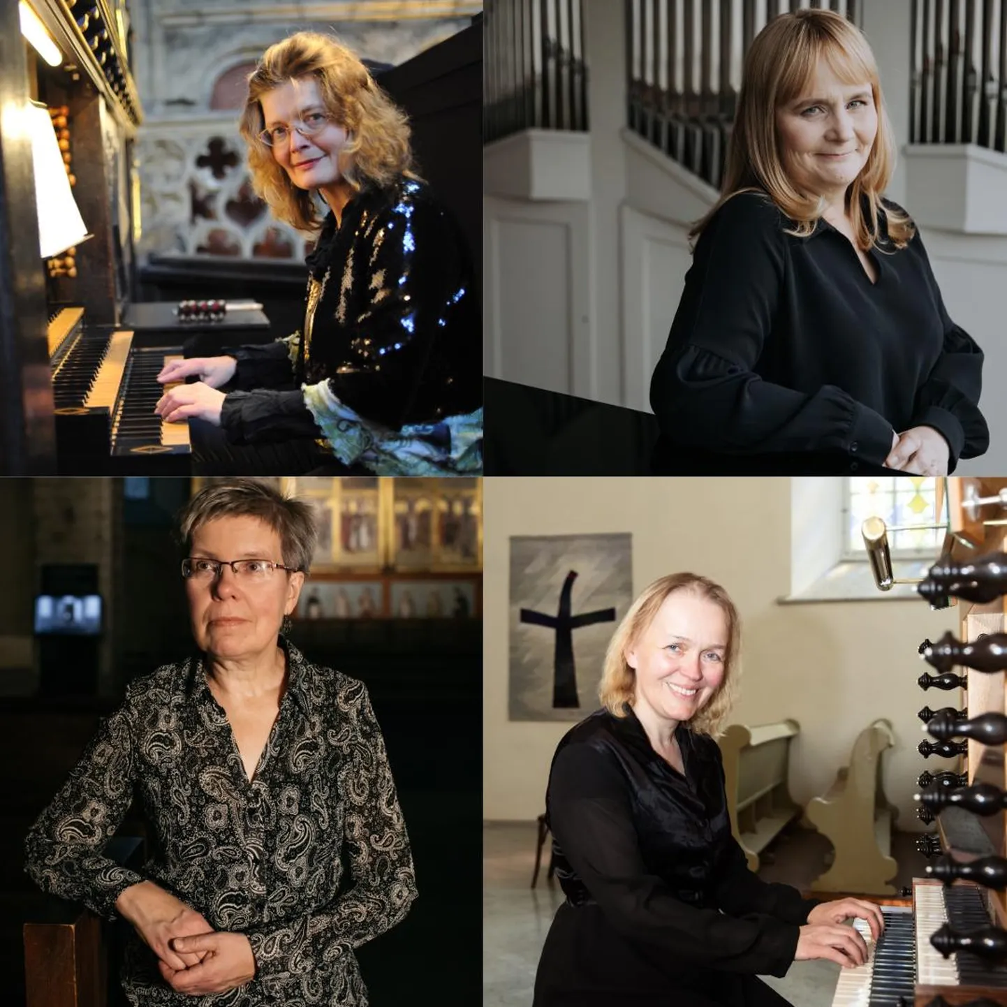 Pärnu rahvusvahelise orelifestivali avakontserdil “Bach'Orama” esineb seitse organisti, kes kõik ühe pildi peale ära ei mahtunud.