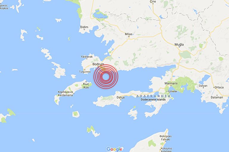 Reģions starp Grieķiju un Turciju, kurā tika reģistrēta zemestrīce 