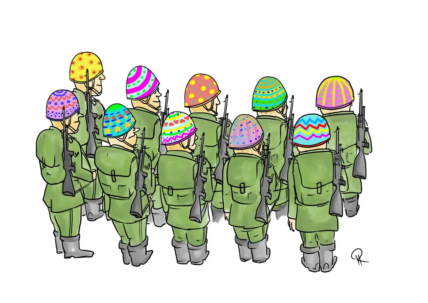 Nädala karikatuur "Värvilised munad reas".