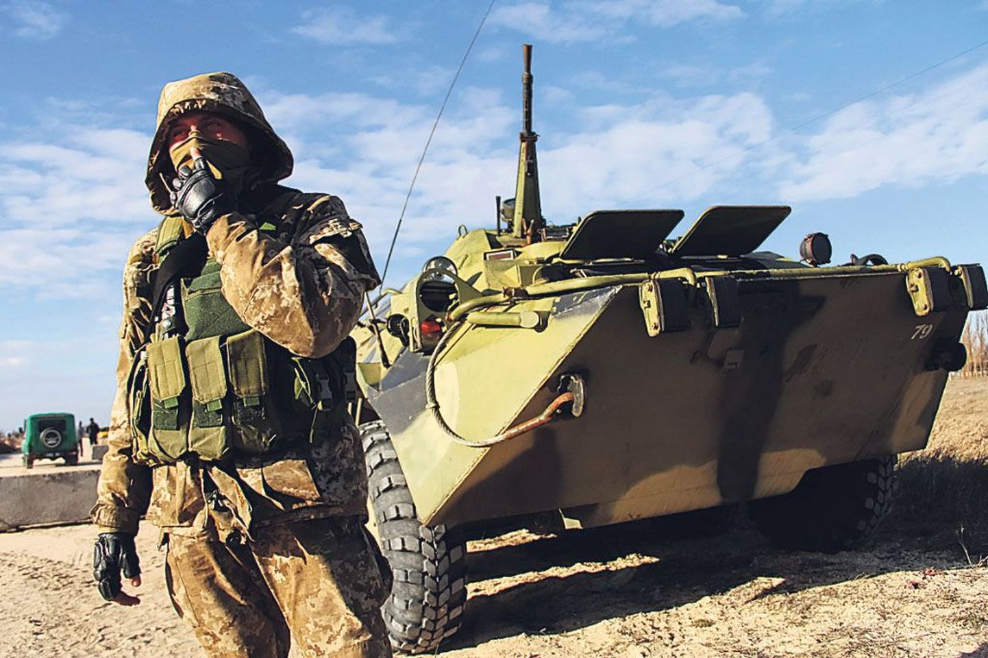 Ukraina kontrollpost Strelkovo küla lähedal Hersoni rajoonis. USA Ukrainat sõjaliselt aidata ei kavatse.