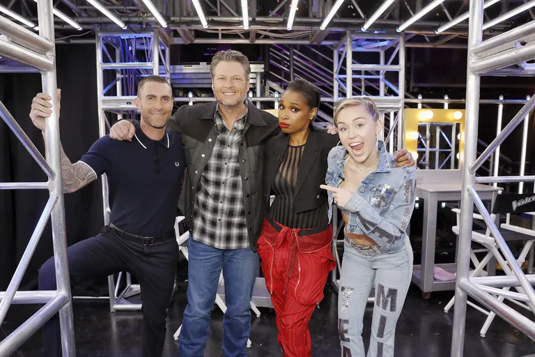 Talendisaate «The Voice - Ameerika hääl» kohtunikud.Blake Shelton, Miley Cyrus, Jennifer Hudson ja Adam Levine