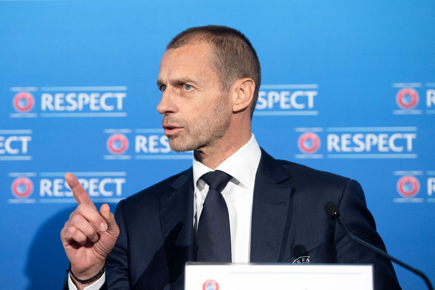 Eiropas Futbola asociāciju savienības (UEFA) prezidents Aleksanders Čeferins