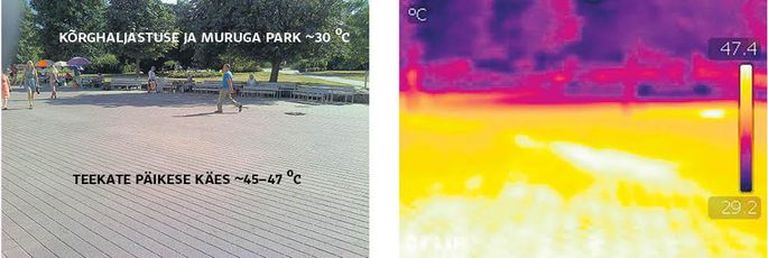 Вид перед универмагом на парк Ууэтуру 1 августа в 15.00. Температура воздуха 31 градус.