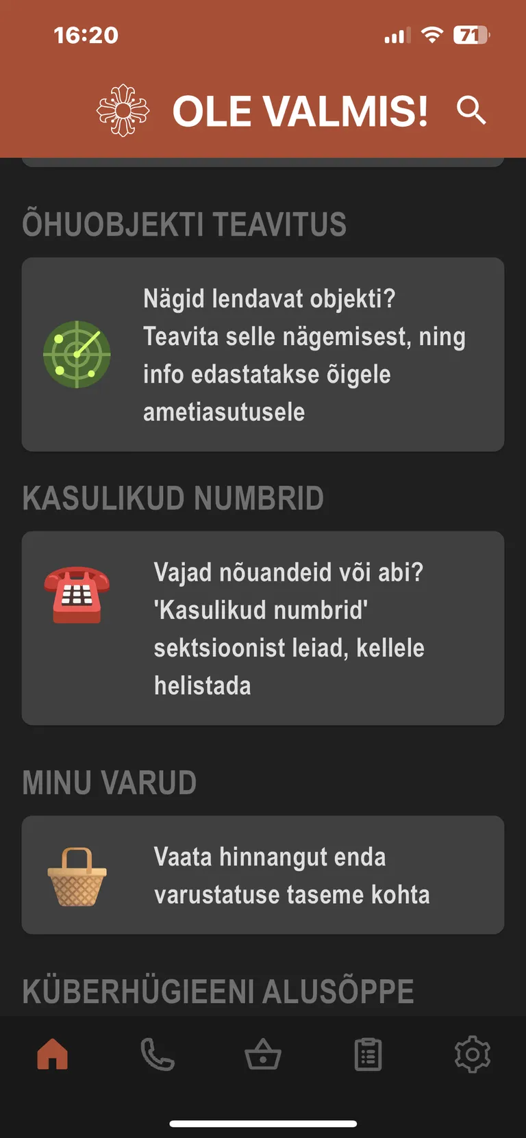 Telefonirakenduses tuleb valida "Nägid lendavat objekti?".