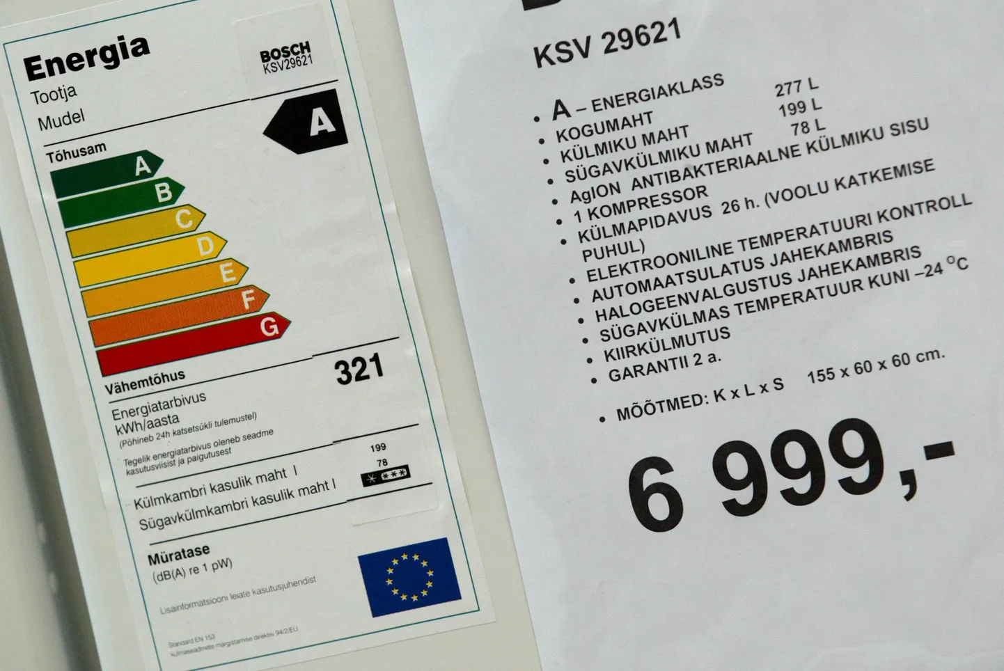 Kodumasinatel on energiamärgis ammu peal.