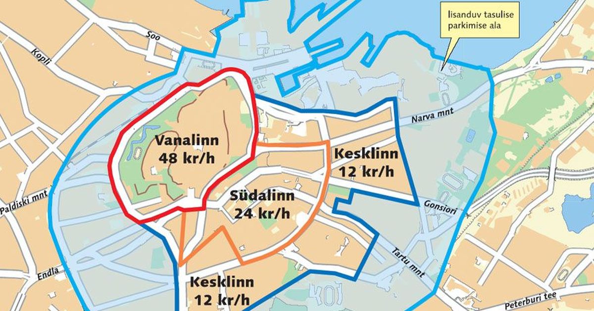 Tasulise parkimise ala laieneb suuremale osale Tallinna kesklinnast