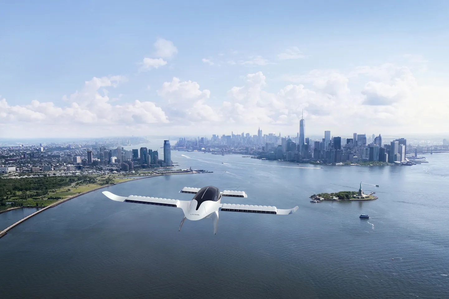 7-kohaline Liliumi elektrilennuk New Yorki sisenemas