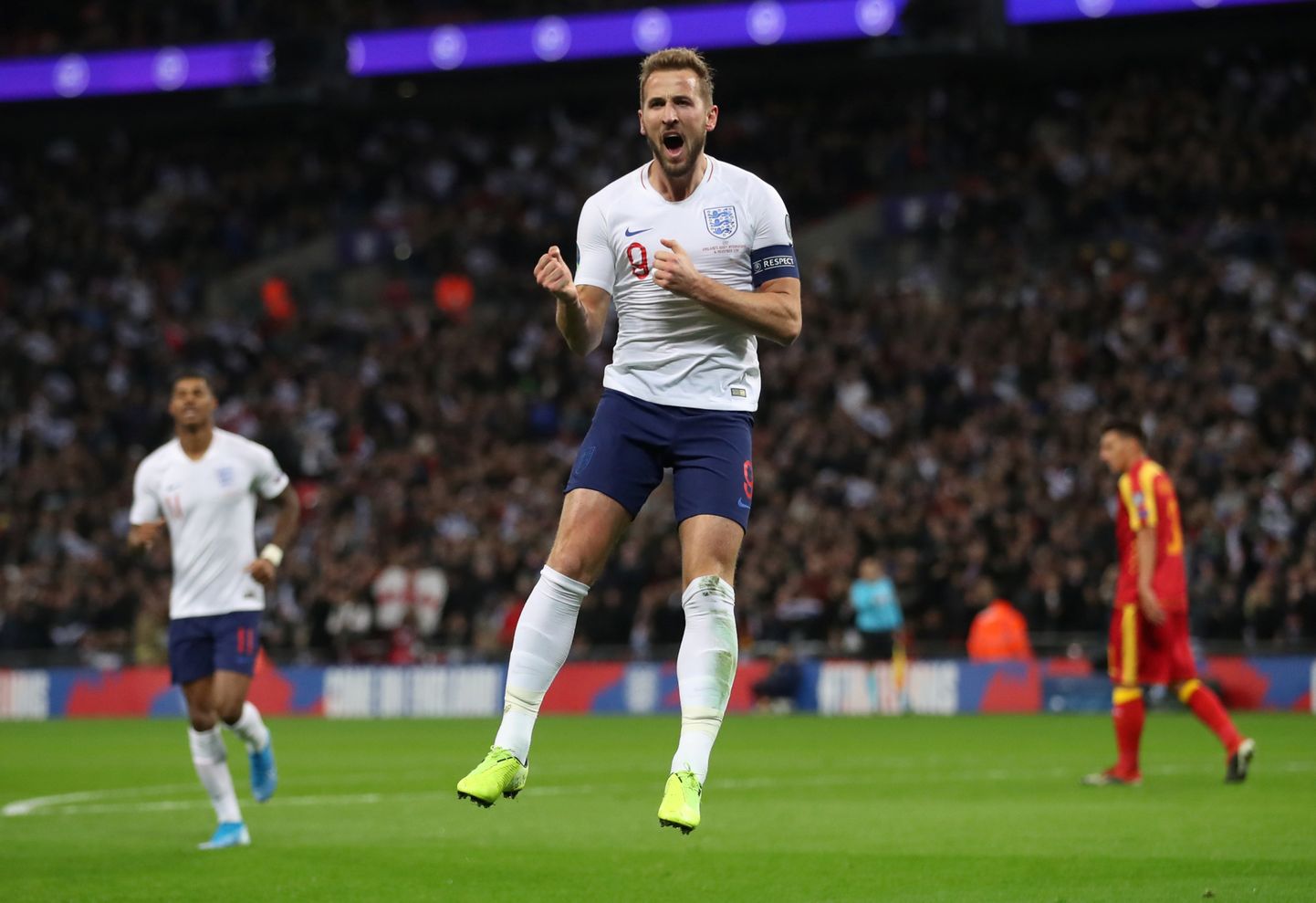 Soccer Football - Euro 2020 Qualifier - Group A - England v Montenegro - Wembley Stadium, London, Britain - November 14, 2019  England's Harry Kane celebrates scoring their second goal           Action Images via Reuters/Carl Recine     TPX IMAGES OF THE DAY