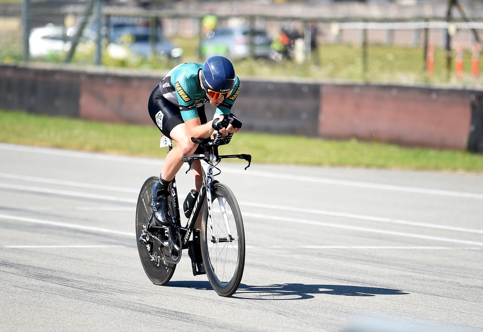 Riteņbraucējs Kristers Ansons piedalās Latvijas čempionātā šosejas riteņbraukšanā Biķernieku trasē.