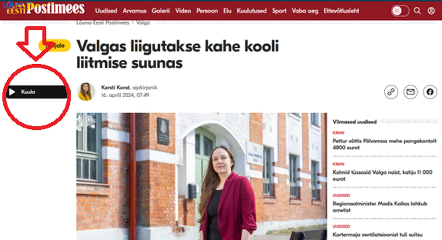 Kõikide veebis olevate lugude juures on noolemärk koos kirjaga «Kuula», millel klikates saab robotil lasta endale lugu ette lugeda.