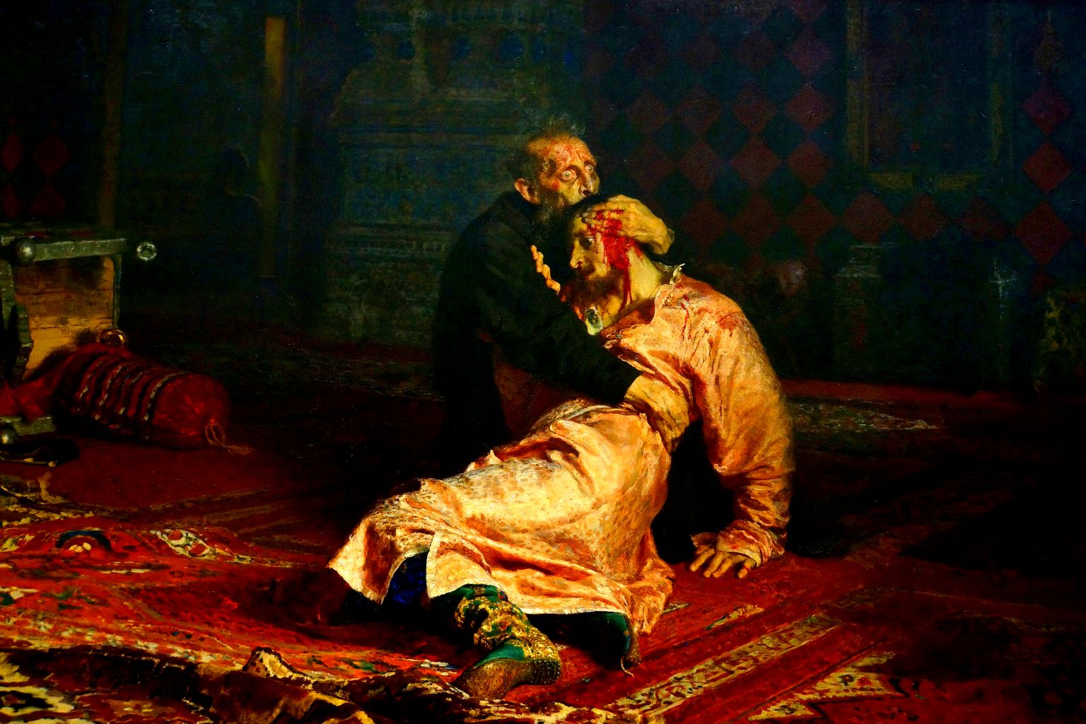Ilja Repini maal Ivan Julm oma sureva pojaga.
