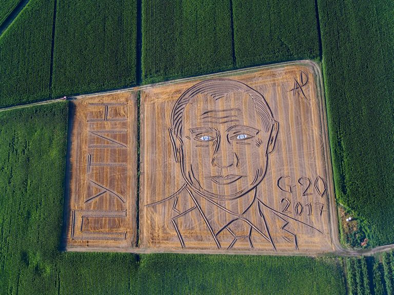 Vladimir Putini portree Itaalia põllul