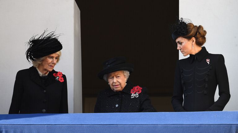 Kronvolas hercogiene, karaliene Elizabete II un Kembridžas hercogiene 2019. gadā 