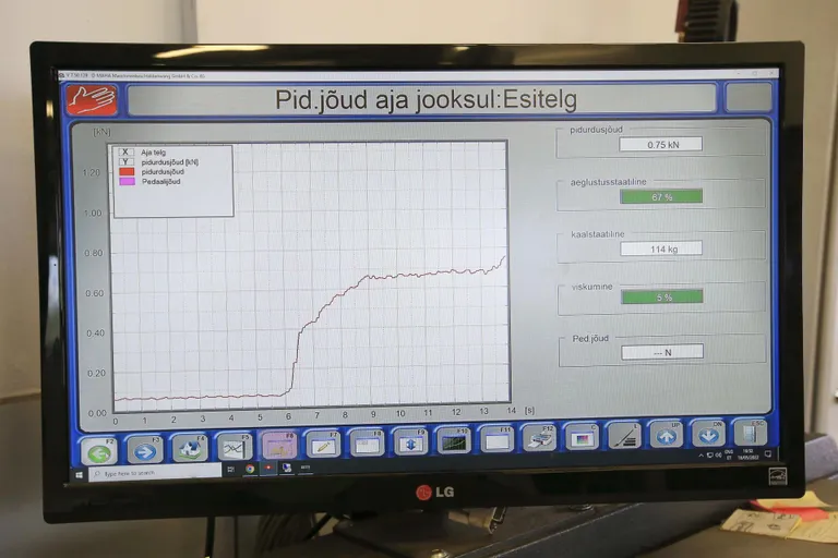 Seevastu esimese ratta piduriketas on vähem kulunud ning pidurdusjõud märksa ühtlasem.
