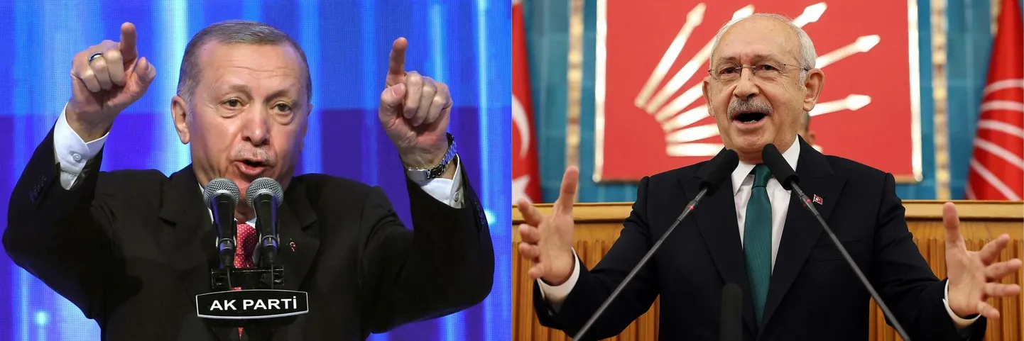 Türgi riigipea Recep Tayyip Erdogan (vasakul) ja tema rivaal presidendivalimistel Kemal Kilicdaroglu (paremal).
