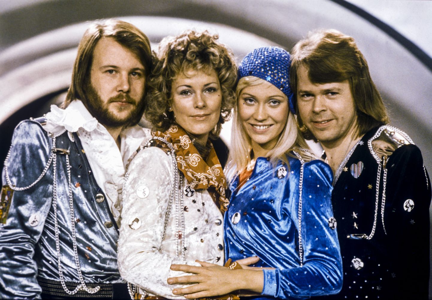 STOCKHOLM 1974-02-09
The Swedish pop group  Abba from left  Benny Andersson, Anni-Frid Lyngstad, Agnetha Faltskog and Bjorn Ulvaeus posing after winning the Swedish branch of the  Eurovision Song Contest with their song "Waterloo" 
Foto: Olle Lindeborg / TT / Kod: 190