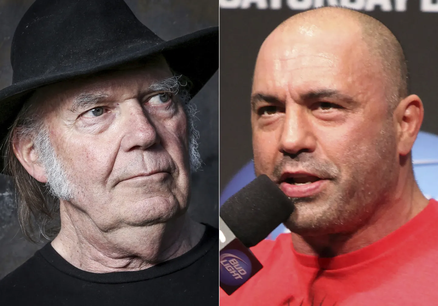 Muusik Neil Young (vasakul) ja podcaster Joe Rogan (paremal).