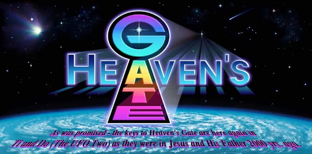 Heaven’s Gate oli USAs tegutsenud UFO religioon, mille 39 liiget sooritasid 1997. aastal ühiselt enesetapu. Liikumise kodulehekülg heavensgate.com on endiselt tegutsev. Soovitan vaadata doksarja «Heaven’s Gate: Cult of Cults»