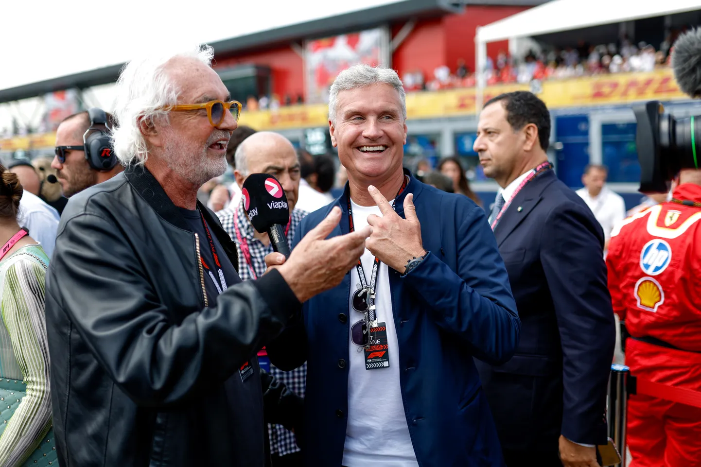 Flavio Briatore (vasakul) hiljutisel Emilia-Romagna GP-l koos David Coulthardiga.