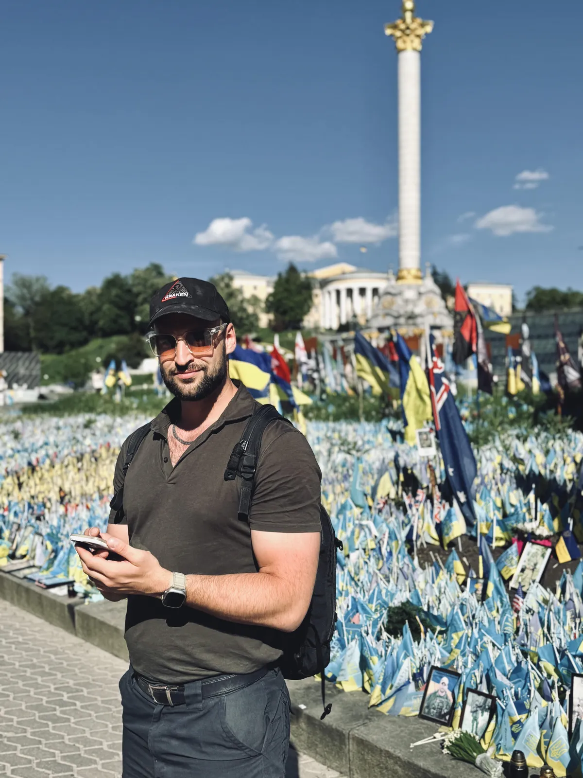 War blogger Artur Rehi in Kyiv, Maydan Square.