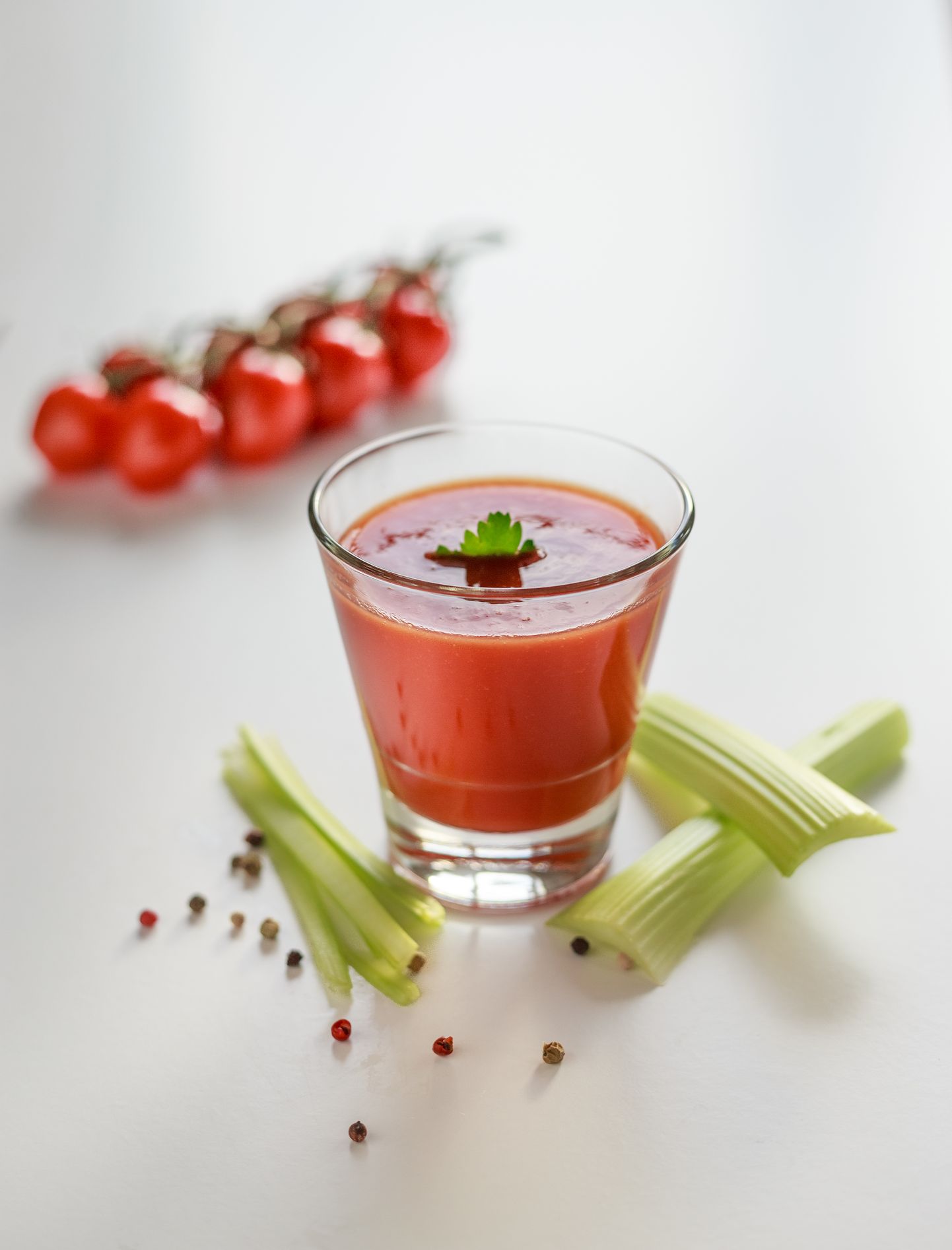 Tomato juice in a glass cup