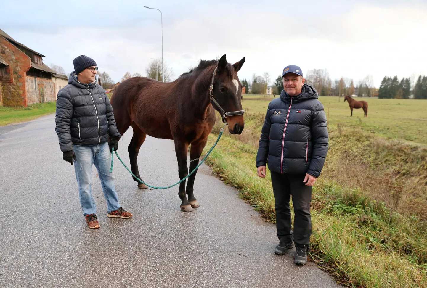 Tartu lähistel Luunja tallis elab Miss Dior tavalise hobuse elu. Kappab karjaga koplis, ööbib külmade tulekuni väljas ning kui isu, püherdab pori sees. Kõrval Luunja talli omanikud Urmas Raag (vasakul) ja Sven Šois.