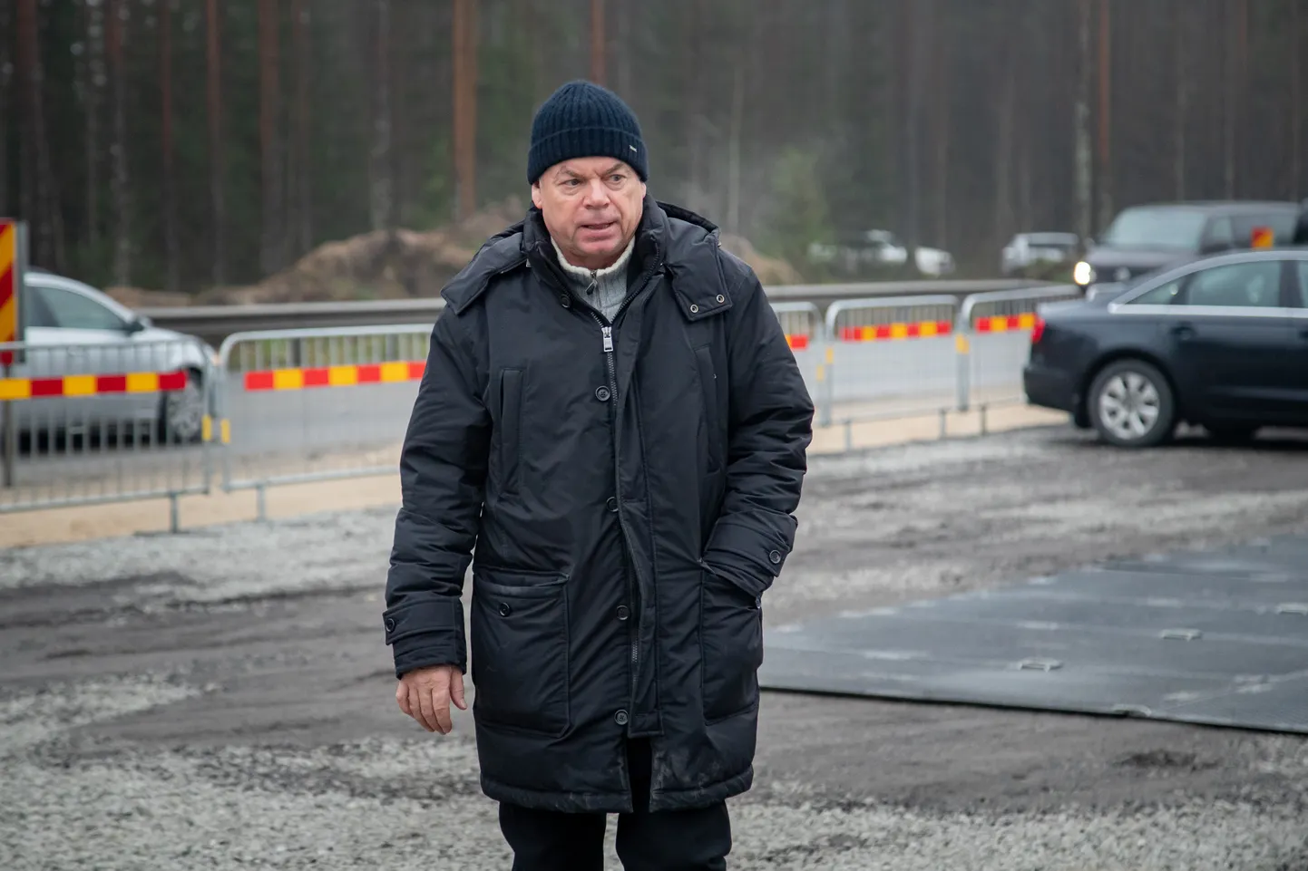 Rail Baltica esimese viadukti nurgakivi asetamine. Pildil  Jüri Mõis.