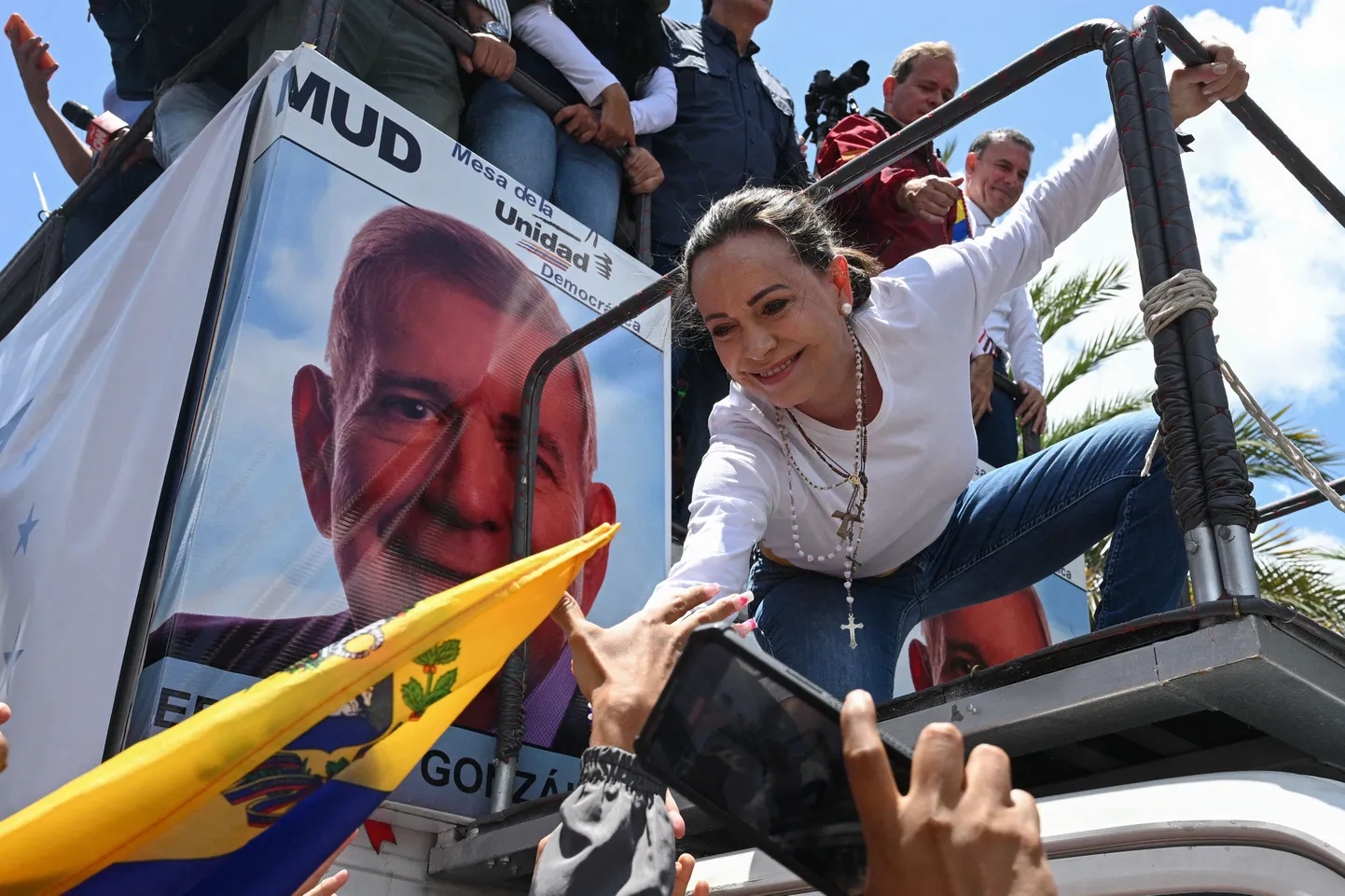 Venecuēlas opozīcijas līdere Marija Korina Mačado.