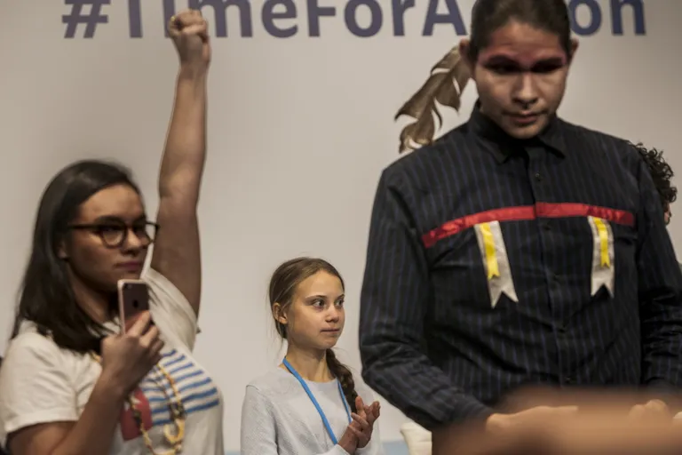 Greta Thunberg Madridis noorte kliimaaktivistide pressikonverentsil