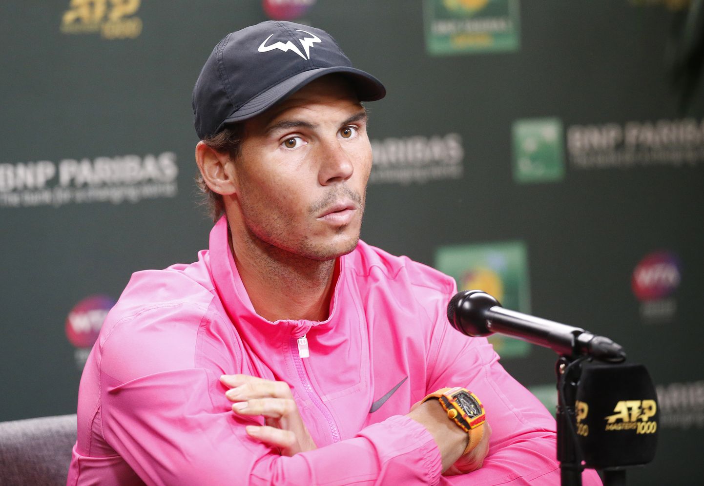 Rafael Nadal annab Indian Wellsis teada, et ta Federeriga poolfinaali ei mängi. 16.märts 2019.