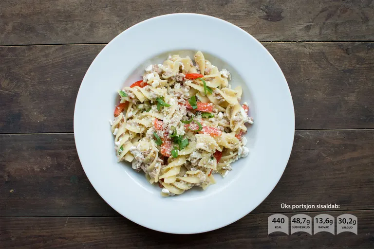 Pildil kalkunipasta. Vaata retsepti linnuliha terviseblogist!