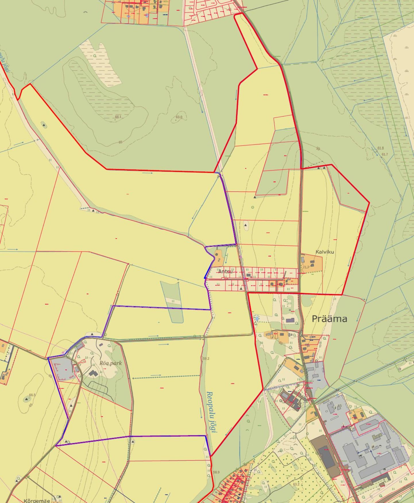 Punasega on märgitud omavalitsuse kehtiv piir ja sinisega taotletav piir.