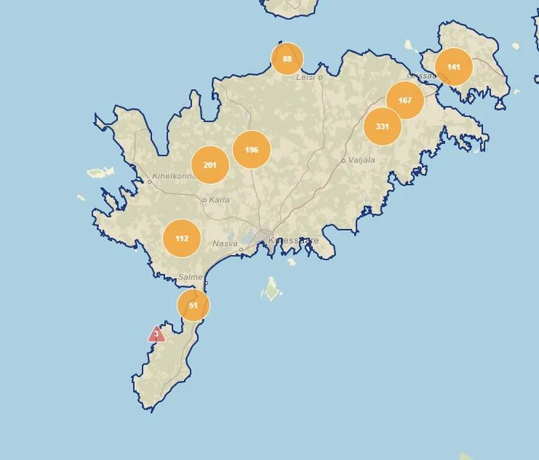 Katkestused Saaremaal neljapäevase seisuga kell 14.15