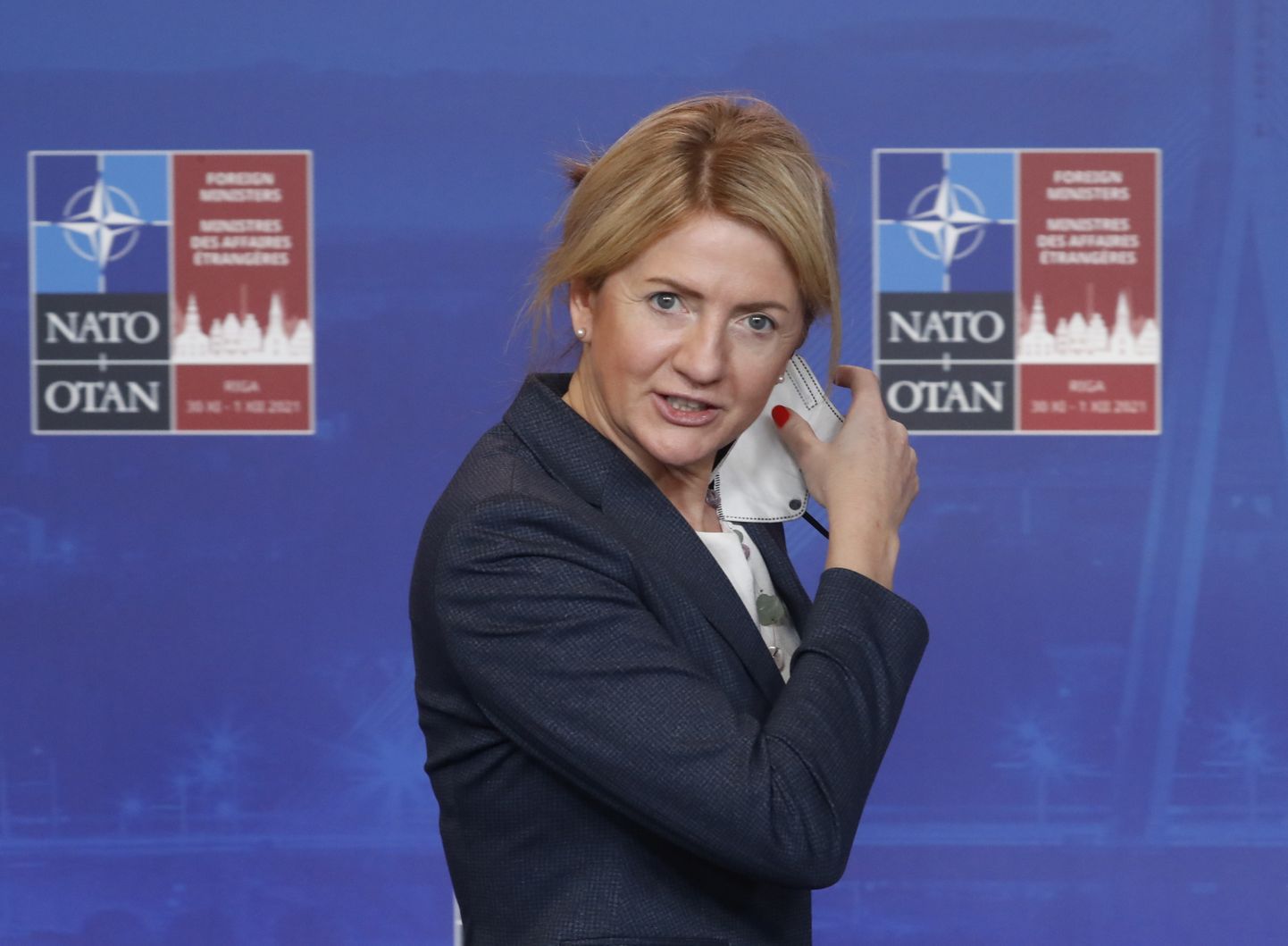 Eva-Maria Liimets mullu Riias peetud NATO välisministrite kohtumisel.