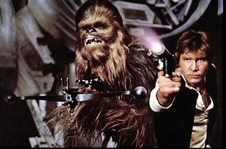 Peter Mayhew Chewbaccana ja Harrison Ford Han Solona «Tähesõjad» esimeses filmis