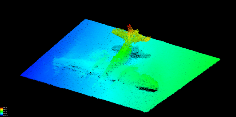 3D pilt merepõhjas lebavast lennukist.