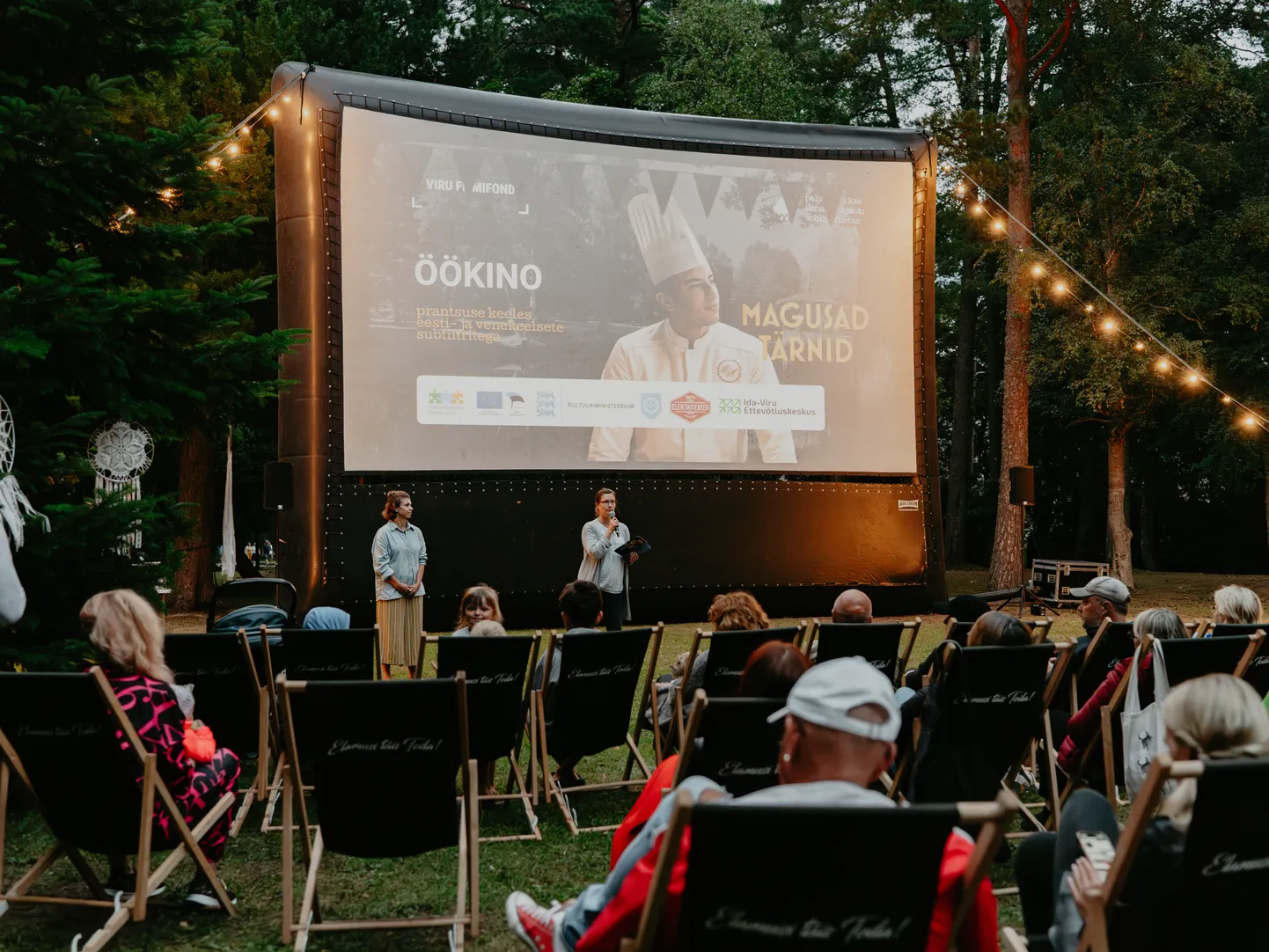 Öökino Narva-Jõesuu Heledas pargis eelmise aasta augustis. Tänavu näeb samas kohas nelja filmi, lisaks rändab öökino veel Sillamäele, Kohtla-Järvele, Kiviõlli ja Mäetagusele.