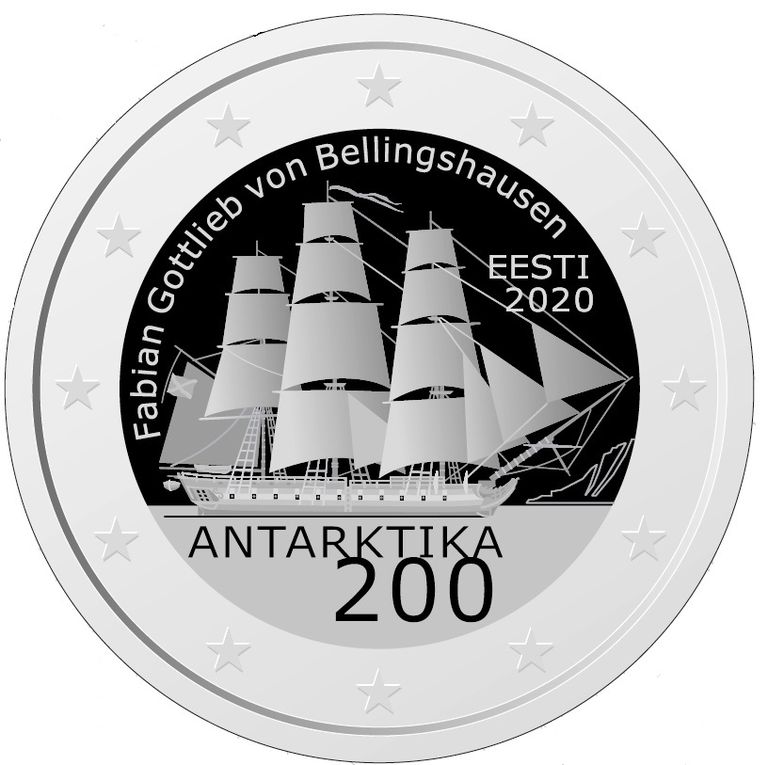 Antarktika avastamise 200. aastapäevale pühendatud mälestusmünt.
