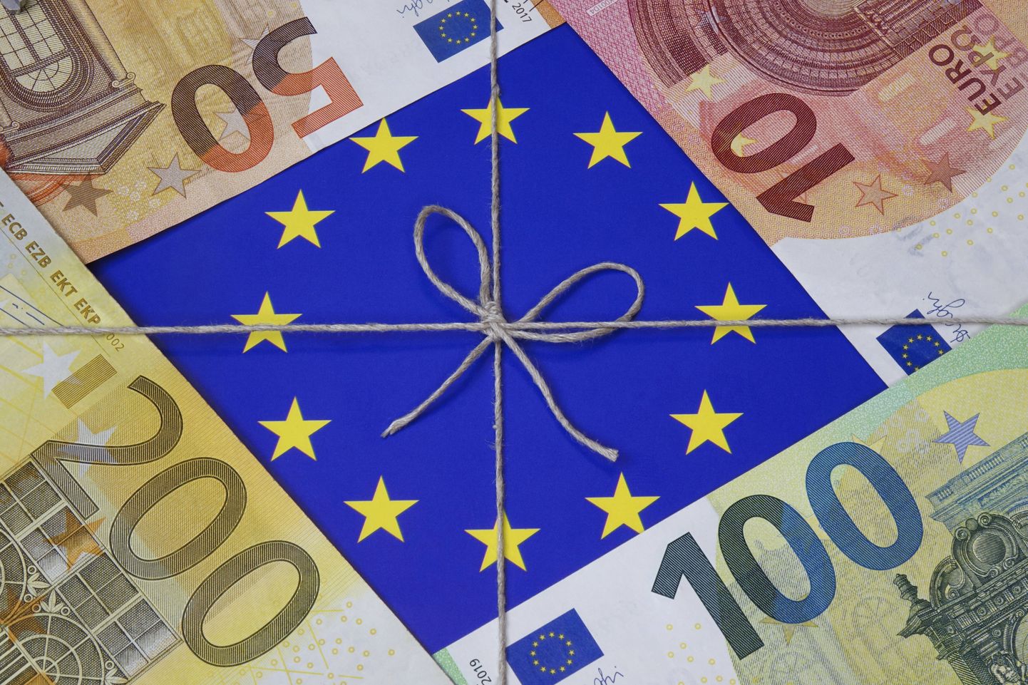 Eurolipp ja rahatähed. Foto on illustreeriv.